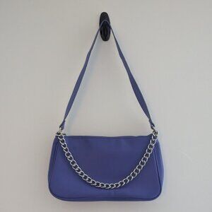 Wild Fable Purple Shoulder Bag Silver Chain Accent Faux Leather Handbag Purse